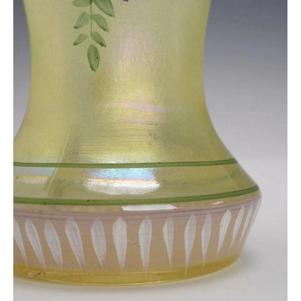 Fenton Iridized Topaz Glowing Vase | Hand Painted Hydrangeas Pam Fleak #2 of 850